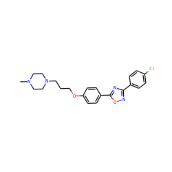 CN1CCN(CCCOc2ccc(-c3nc(-c4ccc(Cl)cc4)no3)cc2)CC1 ZINC000028371526