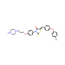 CN1CCN(CCCOc2ccc(N3C(=O)/C(=C/c4ccc(Oc5ccc(Br)cc5)cc4)SC3=S)cc2)CC1 ZINC000653700314