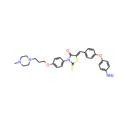 CN1CCN(CCCOc2ccc(N3C(=O)/C(=C/c4ccc(Oc5ccc(N)cc5)cc4)SC3=S)cc2)CC1 ZINC000653794468