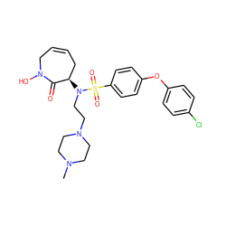 CN1CCN(CCN([C@@H]2CC=CCN(O)C2=O)S(=O)(=O)c2ccc(Oc3ccc(Cl)cc3)cc2)CC1 ZINC000073166696