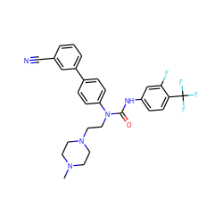 CN1CCN(CCN(C(=O)Nc2ccc(C(F)(F)F)c(F)c2)c2ccc(-c3cccc(C#N)c3)cc2)CC1 ZINC000022933836