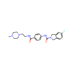 CN1CCN(CCNC(=O)c2ccc(NC(=O)N3Cc4ccc(F)cc4C3)cc2)CC1 ZINC000166972792