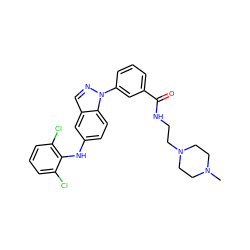 CN1CCN(CCNC(=O)c2cccc(-n3ncc4cc(Nc5c(Cl)cccc5Cl)ccc43)c2)CC1 ZINC000096906424