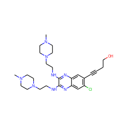 CN1CCN(CCNc2nc3cc(Cl)c(C#CCCO)cc3nc2NCCN2CCN(C)CC2)CC1 ZINC000115764962