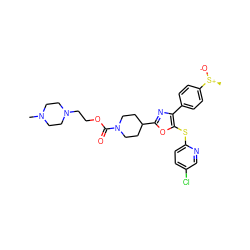 CN1CCN(CCOC(=O)N2CCC(c3nc(-c4ccc([S@+](C)[O-])cc4)c(Sc4ccc(Cl)cn4)o3)CC2)CC1 ZINC000199816581