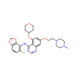 CN1CCN(CCOc2cc(OC3CCOCC3)c3c(Nc4c(Cl)ccc5c4OCO5)ncnc3c2)CC1 ZINC000024811973