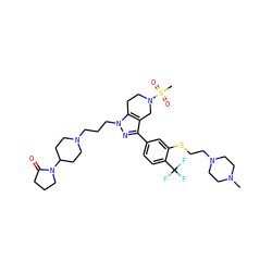 CN1CCN(CCSc2cc(-c3nn(CCCN4CCC(N5CCCC5=O)CC4)c4c3CN(S(C)(=O)=O)CC4)ccc2C(F)(F)F)CC1 ZINC000049793919