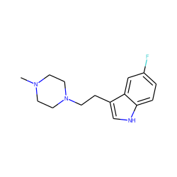 CN1CCN(CCc2c[nH]c3ccc(F)cc23)CC1 ZINC000066258842