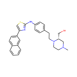 CN1CCN(CCc2ccc(Nc3nc(-c4ccc5ccccc5c4)cs3)cc2)[C@H](CO)C1 ZINC000096273995