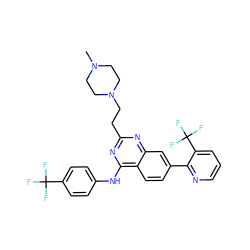 CN1CCN(CCc2nc(Nc3ccc(C(F)(F)F)cc3)c3ccc(-c4ncccc4C(F)(F)F)cc3n2)CC1 ZINC000042852416