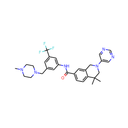 CN1CCN(Cc2cc(NC(=O)c3ccc4c(c3)CN(c3cncnc3)CC4(C)C)cc(C(F)(F)F)c2)CC1 ZINC001772592276