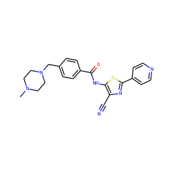 CN1CCN(Cc2ccc(C(=O)Nc3sc(-c4ccncc4)nc3C#N)cc2)CC1 ZINC000149932553