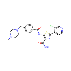 CN1CCN(Cc2ccc(C(=O)Nc3sc(-c4ccncc4Cl)nc3C(N)=O)cc2)CC1 ZINC000149918904