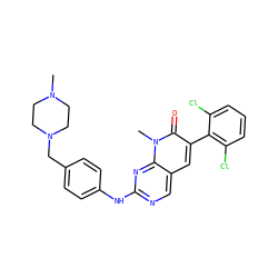 CN1CCN(Cc2ccc(Nc3ncc4cc(-c5c(Cl)cccc5Cl)c(=O)n(C)c4n3)cc2)CC1 ZINC000021289470