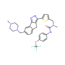 CN1CCN(Cc2ccc3c(c2)-c2n[nH]c(-c4ccc(CN(C)C(=O)Nc5ccc(OC(F)(F)F)cc5)s4)c2C3)CC1 ZINC000036338854