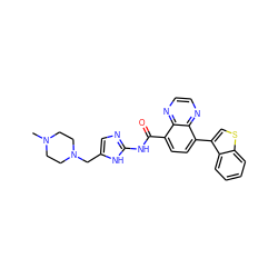 CN1CCN(Cc2cnc(NC(=O)c3ccc(-c4csc5ccccc45)c4nccnc34)[nH]2)CC1 ZINC000137871289