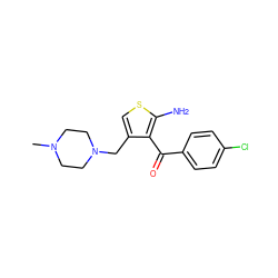 CN1CCN(Cc2csc(N)c2C(=O)c2ccc(Cl)cc2)CC1 ZINC000040980788