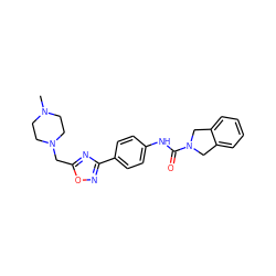 CN1CCN(Cc2nc(-c3ccc(NC(=O)N4Cc5ccccc5C4)cc3)no2)CC1 ZINC000165813692