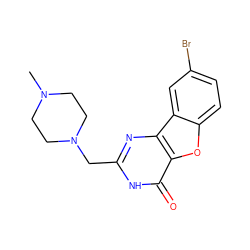 CN1CCN(Cc2nc3c(oc4ccc(Br)cc43)c(=O)[nH]2)CC1 ZINC000084708263