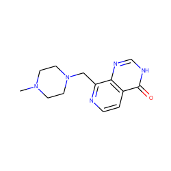 CN1CCN(Cc2nccc3c(=O)[nH]cnc23)CC1 ZINC000653726429