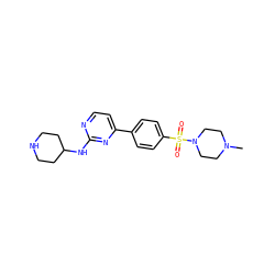 CN1CCN(S(=O)(=O)c2ccc(-c3ccnc(NC4CCNCC4)n3)cc2)CC1 ZINC000071296284