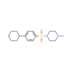 CN1CCN(S(=O)(=O)c2ccc(C3CCCCC3)cc2)CC1 ZINC000035153372