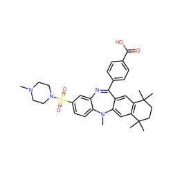 CN1CCN(S(=O)(=O)c2ccc3c(c2)N=C(c2ccc(C(=O)O)cc2)c2cc4c(cc2N3C)C(C)(C)CCC4(C)C)CC1 ZINC000028708875