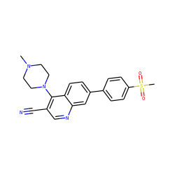 CN1CCN(c2c(C#N)cnc3cc(-c4ccc(S(C)(=O)=O)cc4)ccc23)CC1 ZINC000095601517