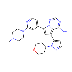 CN1CCN(c2cc(-c3cc(-c4ccnn4C4CCOCC4)c4c(N)ncnn34)ccn2)CC1 ZINC001772641038