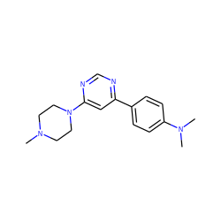 CN1CCN(c2cc(-c3ccc(N(C)C)cc3)ncn2)CC1 ZINC000004258467