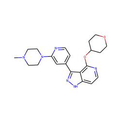 CN1CCN(c2cc(-c3n[nH]c4ccnc(OC5CCOCC5)c34)ccn2)CC1 ZINC000114772131