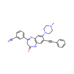 CN1CCN(c2cc3c(cc2C#Cc2ccccc2)NC(=O)CC(c2cccc(C#N)c2)=N3)CC1 ZINC000101155477