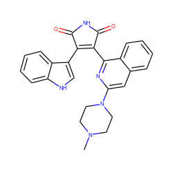 CN1CCN(c2cc3ccccc3c(C3=C(c4c[nH]c5ccccc45)C(=O)NC3=O)n2)CC1 ZINC000034298475