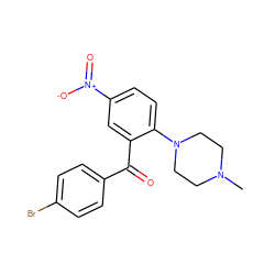 CN1CCN(c2ccc([N+](=O)[O-])cc2C(=O)c2ccc(Br)cc2)CC1 ZINC000004845989