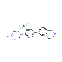 CN1CCN(c2ccc(-c3ccc4c(c3)CCNC4)cc2C(F)(F)F)CC1 ZINC000071334463