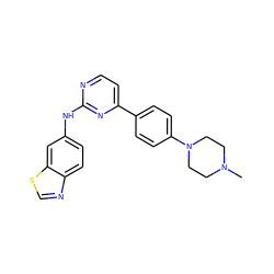 CN1CCN(c2ccc(-c3ccnc(Nc4ccc5ncsc5c4)n3)cc2)CC1 ZINC000029045235