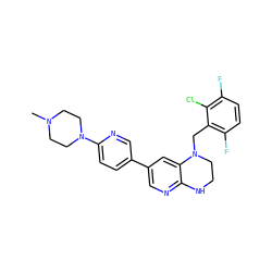 CN1CCN(c2ccc(-c3cnc4c(c3)N(Cc3c(F)ccc(F)c3Cl)CCN4)cn2)CC1 ZINC000049808379