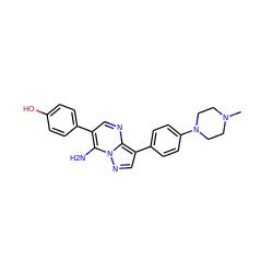 CN1CCN(c2ccc(-c3cnn4c(N)c(-c5ccc(O)cc5)cnc34)cc2)CC1 ZINC000038209602