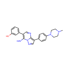 CN1CCN(c2ccc(-c3cnn4c(N)c(-c5cccc(O)c5)cnc34)cc2)CC1 ZINC000038346394