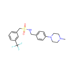 CN1CCN(c2ccc(CNS(=O)(=O)Cc3cccc(C(F)(F)F)c3)cc2)CC1 ZINC000008649547