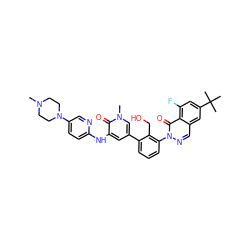 CN1CCN(c2ccc(Nc3cc(-c4cccc(-n5ncc6cc(C(C)(C)C)cc(F)c6c5=O)c4CO)cn(C)c3=O)nc2)CC1 ZINC000068247984