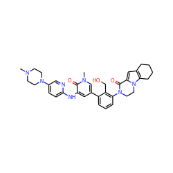 CN1CCN(c2ccc(Nc3cc(-c4cccc(N5CCn6c(cc7c6CCCC7)C5=O)c4CO)cn(C)c3=O)nc2)CC1 ZINC000116054027