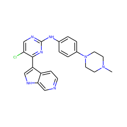 CN1CCN(c2ccc(Nc3ncc(Cl)c(-c4c[nH]c5cnccc45)n3)cc2)CC1 ZINC000299857186