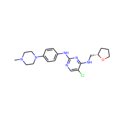 CN1CCN(c2ccc(Nc3ncc(Cl)c(NC[C@@H]4CCCO4)n3)cc2)CC1 ZINC000299852044