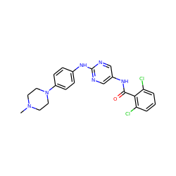 CN1CCN(c2ccc(Nc3ncc(NC(=O)c4c(Cl)cccc4Cl)cn3)cc2)CC1 ZINC000053023012