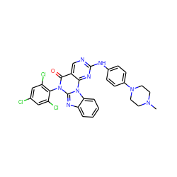 CN1CCN(c2ccc(Nc3ncc4c(=O)n(-c5c(Cl)cc(Cl)cc5Cl)c5nc6ccccc6n5c4n3)cc2)CC1 ZINC000053026053