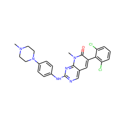 CN1CCN(c2ccc(Nc3ncc4cc(-c5c(Cl)cccc5Cl)c(=O)n(C)c4n3)cc2)CC1 ZINC000003815480