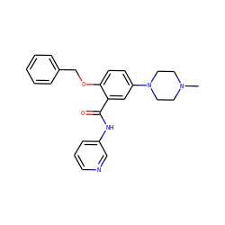 CN1CCN(c2ccc(OCc3ccccc3)c(C(=O)Nc3cccnc3)c2)CC1 ZINC000166498437