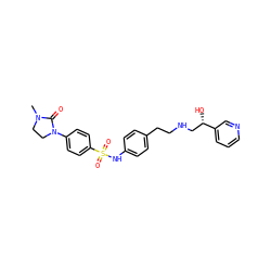 CN1CCN(c2ccc(S(=O)(=O)Nc3ccc(CCNC[C@H](O)c4cccnc4)cc3)cc2)C1=O ZINC000027876320