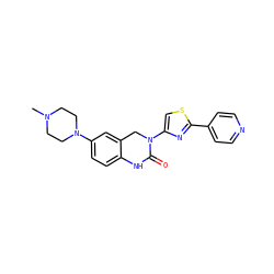 CN1CCN(c2ccc3c(c2)CN(c2csc(-c4ccncc4)n2)C(=O)N3)CC1 ZINC000014974687